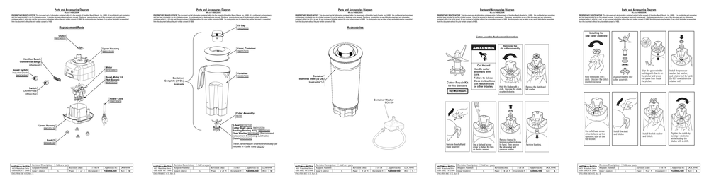Diagram Diagram and Parts List for HBB250R  Hamilton Beach Blender